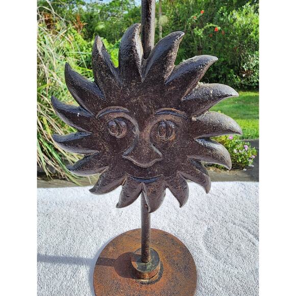 VTG Sun Face Haitian Candlestick Art Recycled Steel Drum Metal Wall 14" - Picture 2 of 13